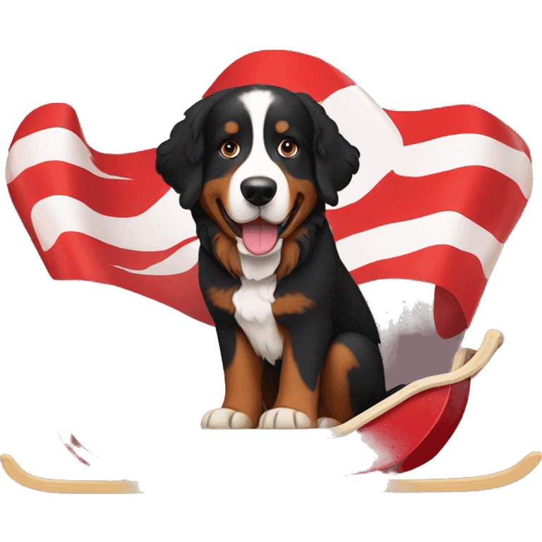 Bernese mountain dog on a red sled emoji