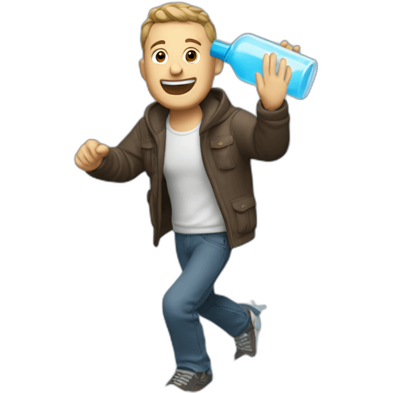 tim robinson splashing water bottle (full body, ios17) emoji