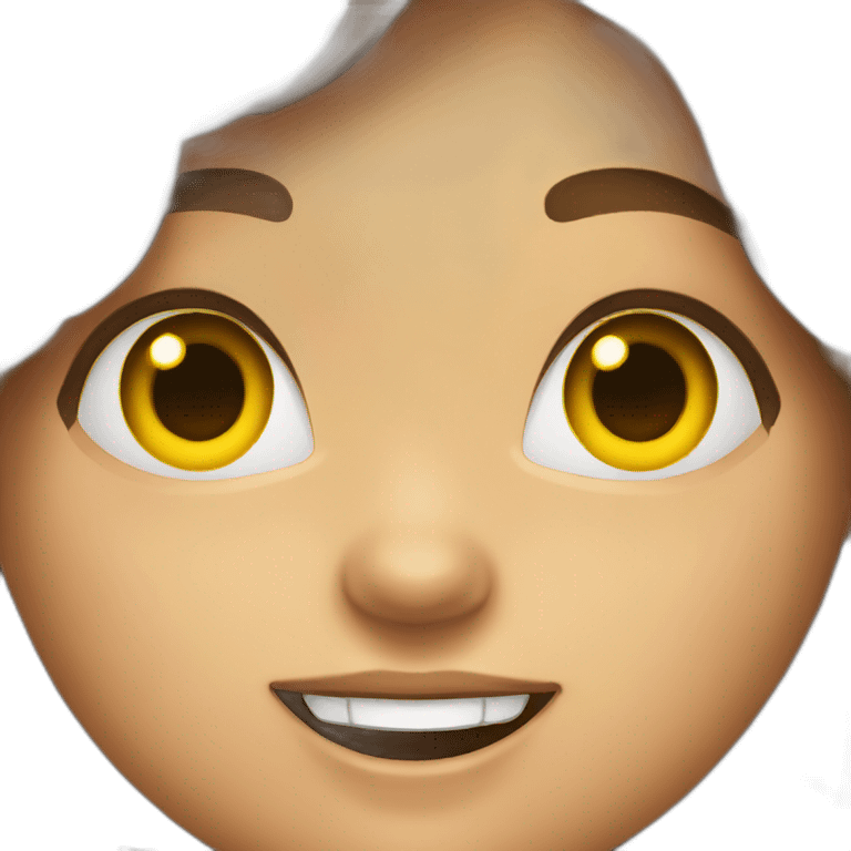 a girl, with brown hair, with yellow chips instead of her 2 front tooth emoji