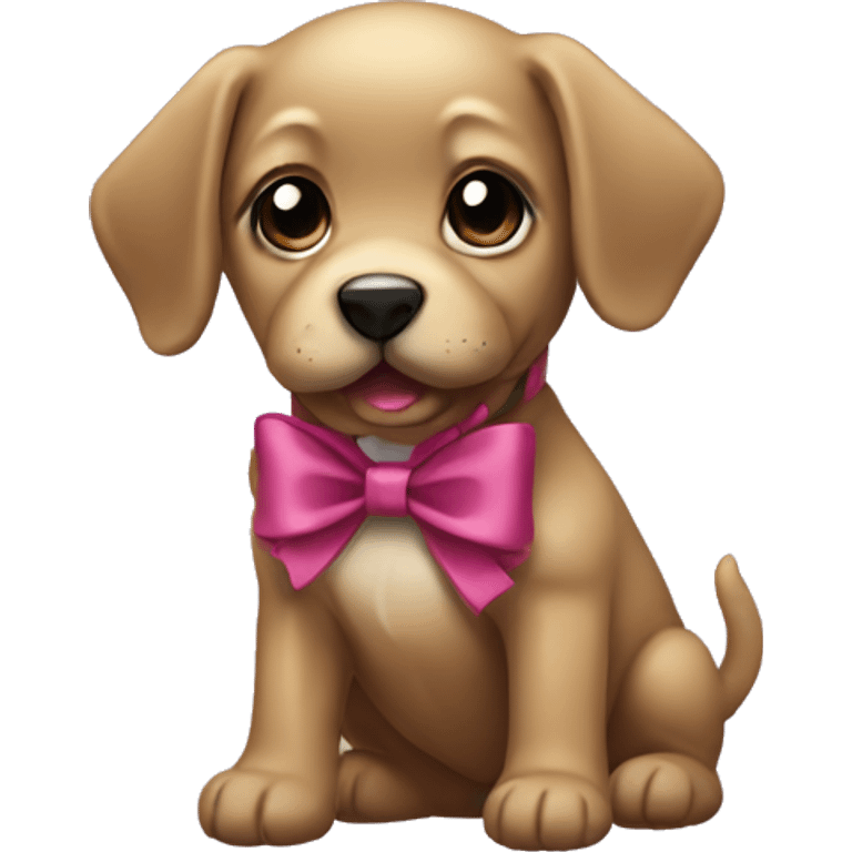 Black deauschund puppy with bow  emoji