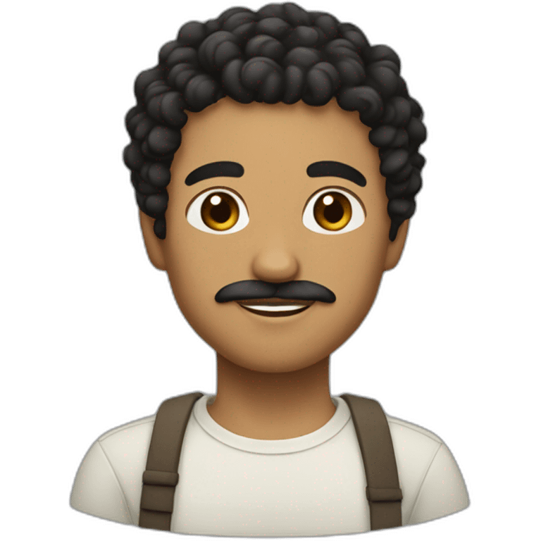 Light brown skin with short curly black  hair and a small thin moustache emoji