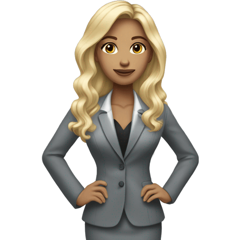 Blonde long hair Tiffany diamond seller in a grey suit emoji