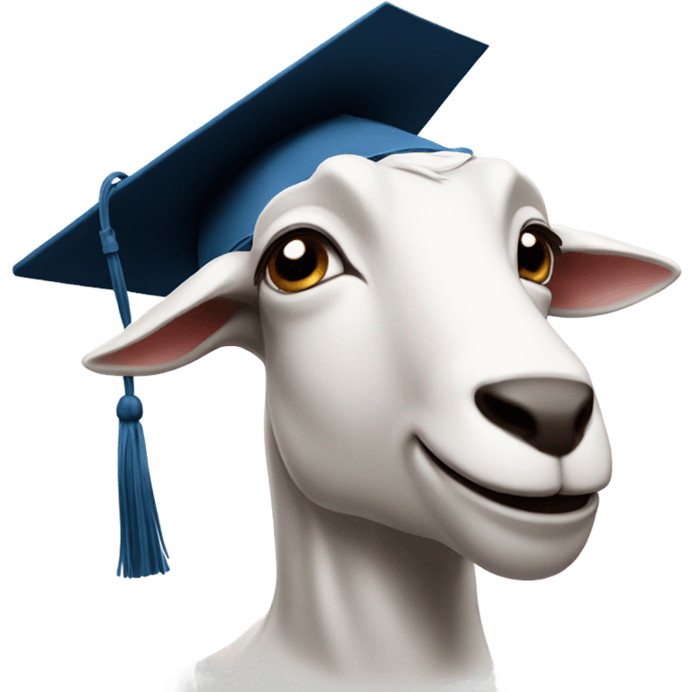 smirking goat wearing graduation hat emoji