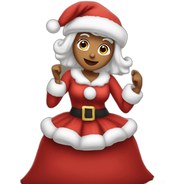 mrs santa claus dancing sitting on bed emoji