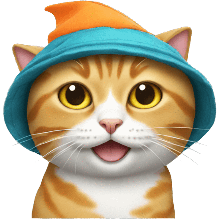 cat wearing fish hat emoji