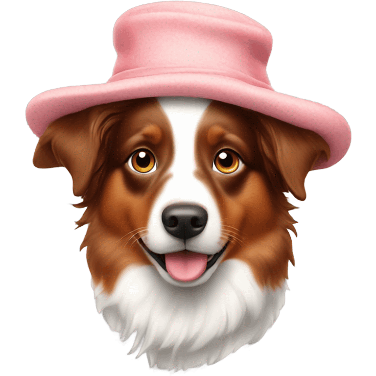 Red Australian shepherd in a bonnet emoji