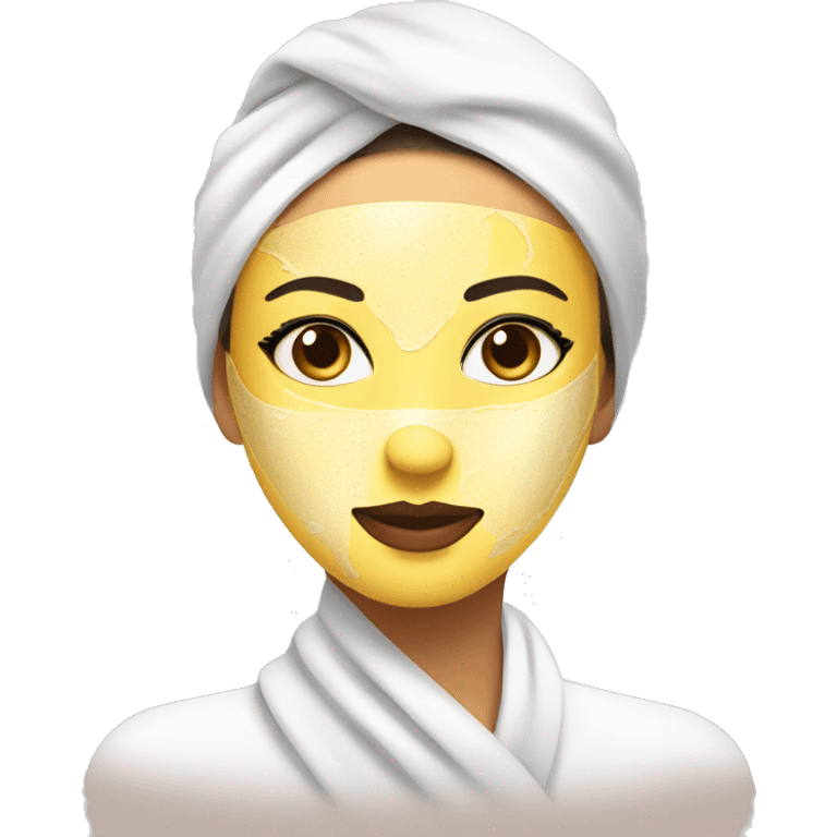 Lady with face mask spa beauty full face relaxing emoji