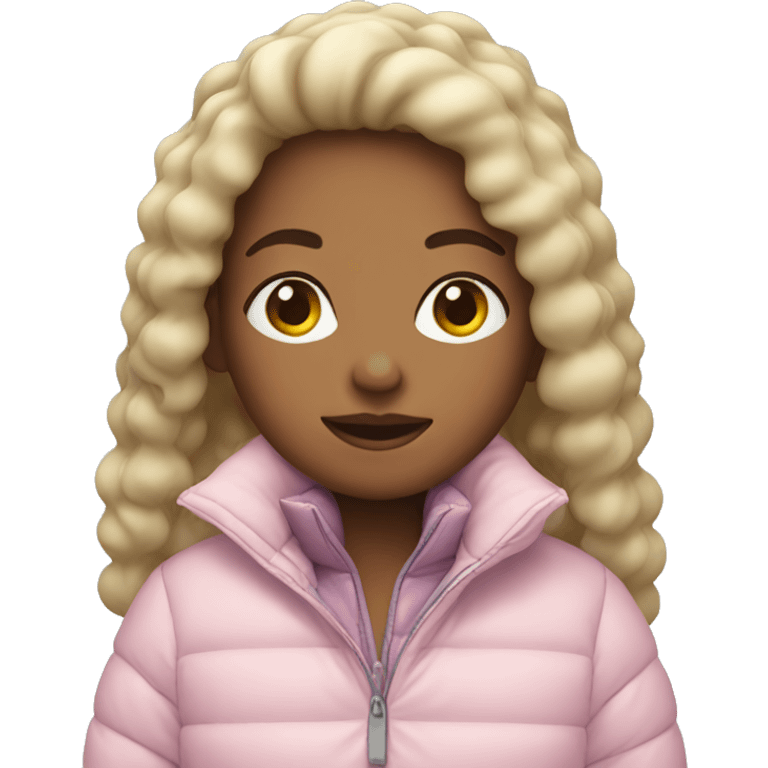 Girl in light pink puffy jacket emoji