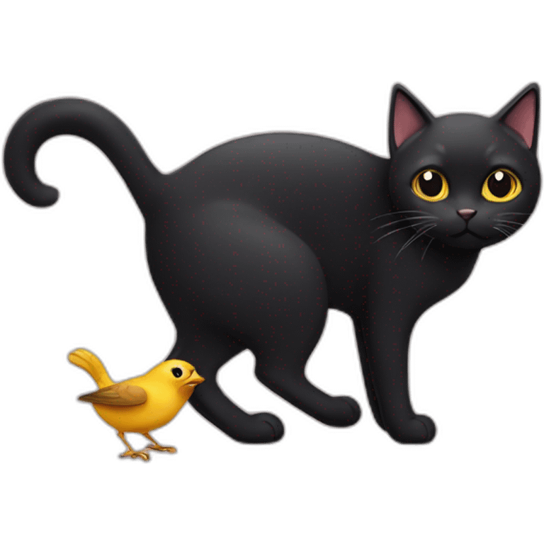 black cat holding little bird emoji