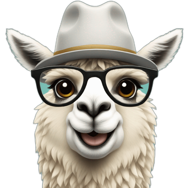 llama with a cap and glasses emoji