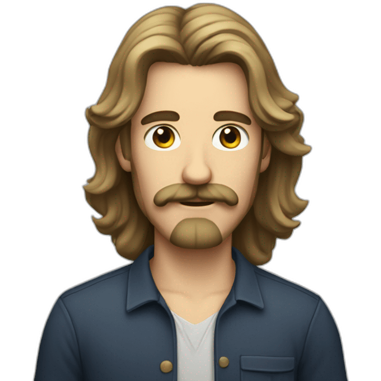 A man with long hair and mild moustache and french bearded emoji