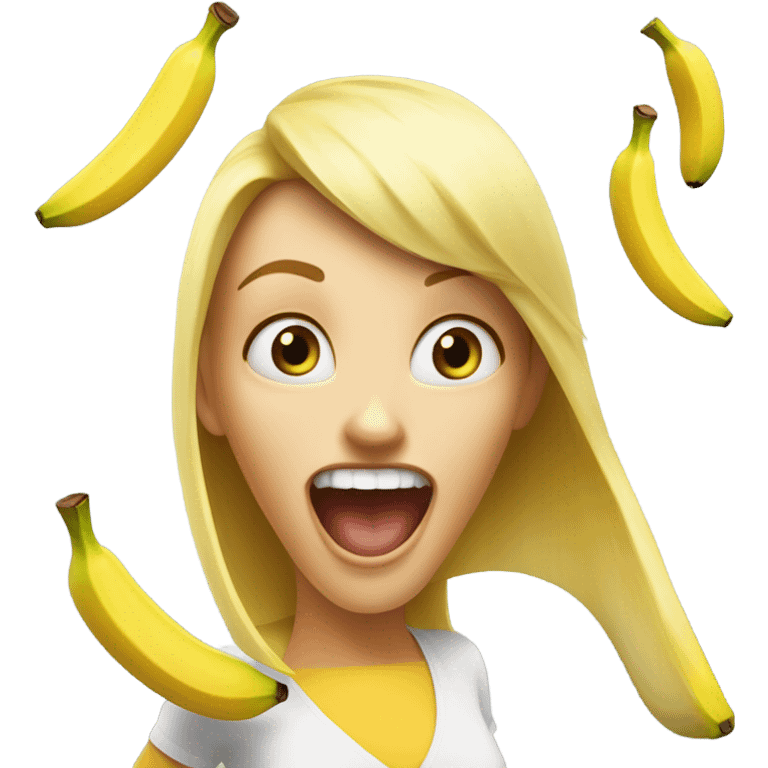 crazy banana attacking blonde girl emoji