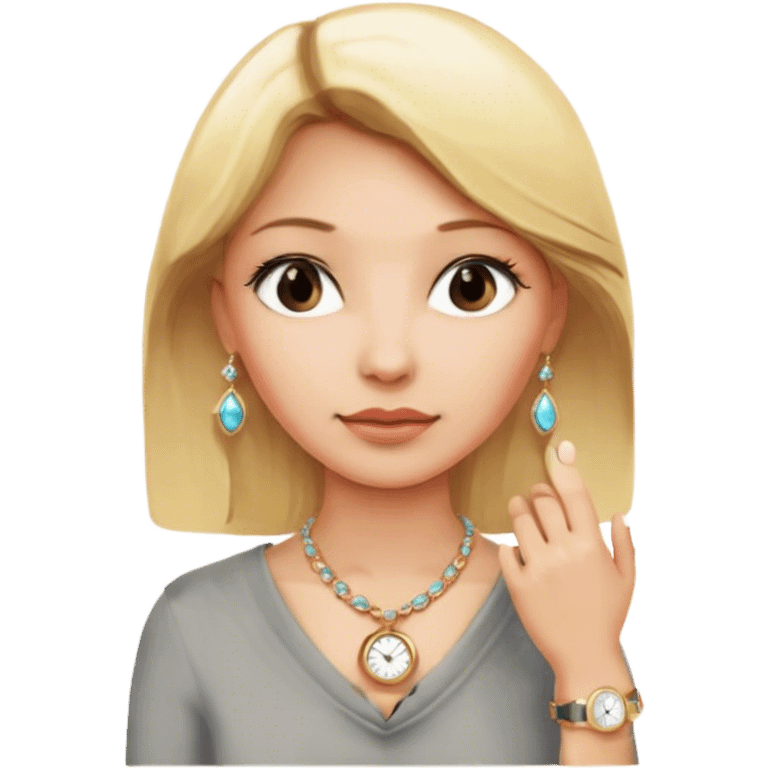 blonde with jewelry and watch emoji