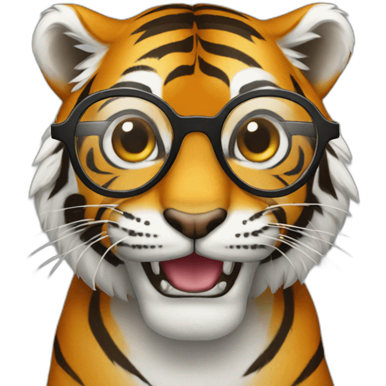 Tiger with glasses emoji