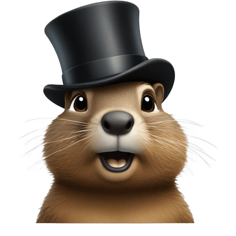 Groundhog with a top hat emoji