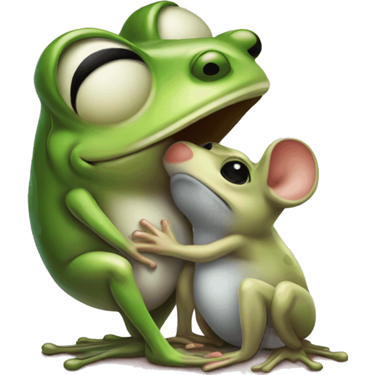 Frog kissing mouse emoji