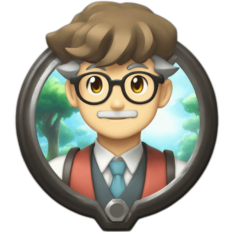 pokemon professor oak anime global trade station badge pokeball emoji