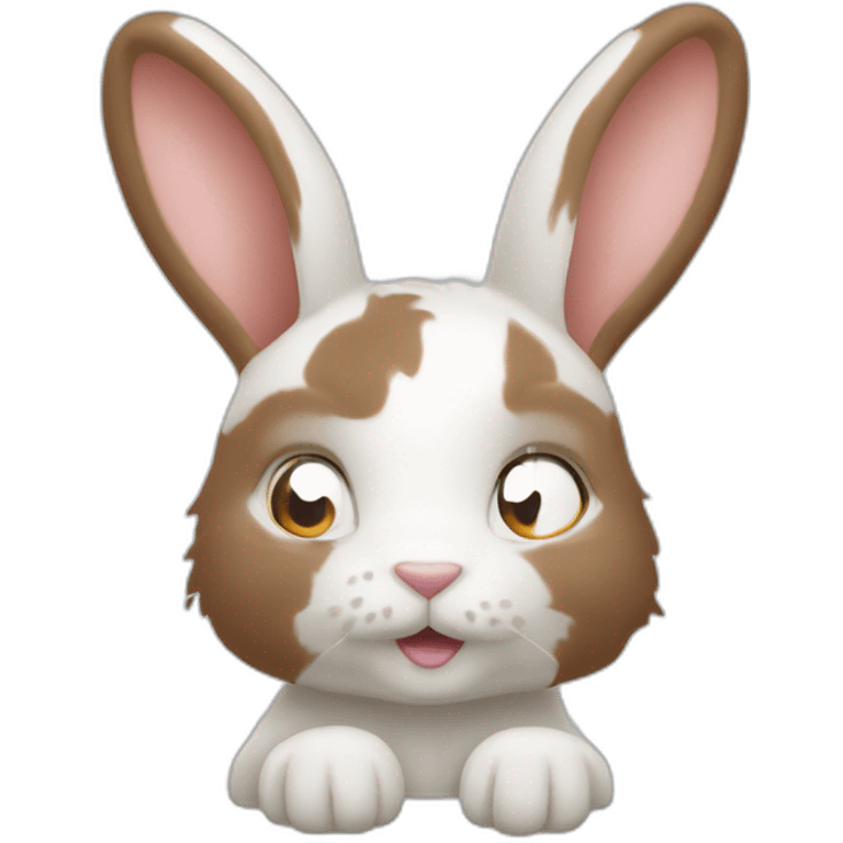 Lapin blanc et marron poil long emoji