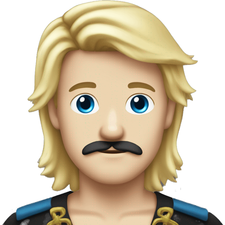 Male pirate black moustache black sash blond hair blue eyes emoji