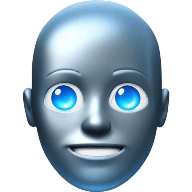 Graphics in metallic texture with a blue glow emoji