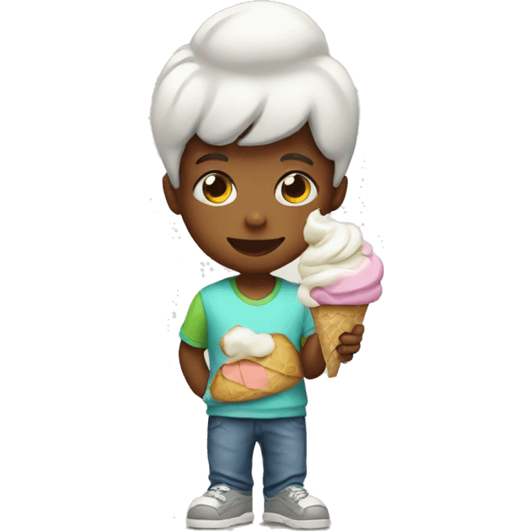 kid with ice cream emoji