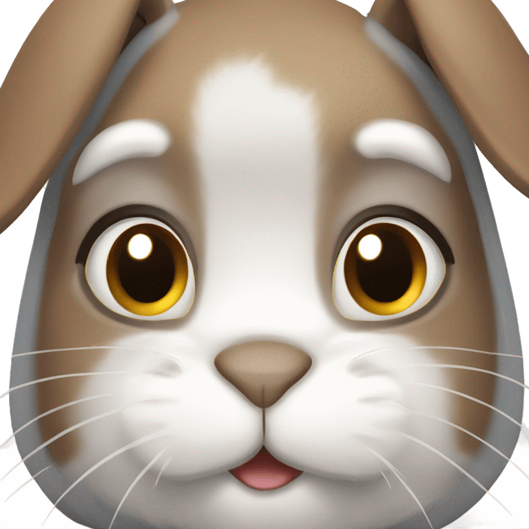 Lop-eared, brown, white and grey rabbit emoji