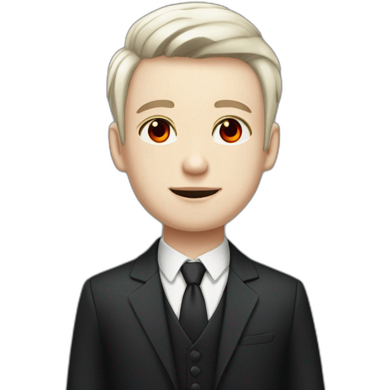 attractive Boy, red eyes, White haircut, pale-skin, dark suit emoji