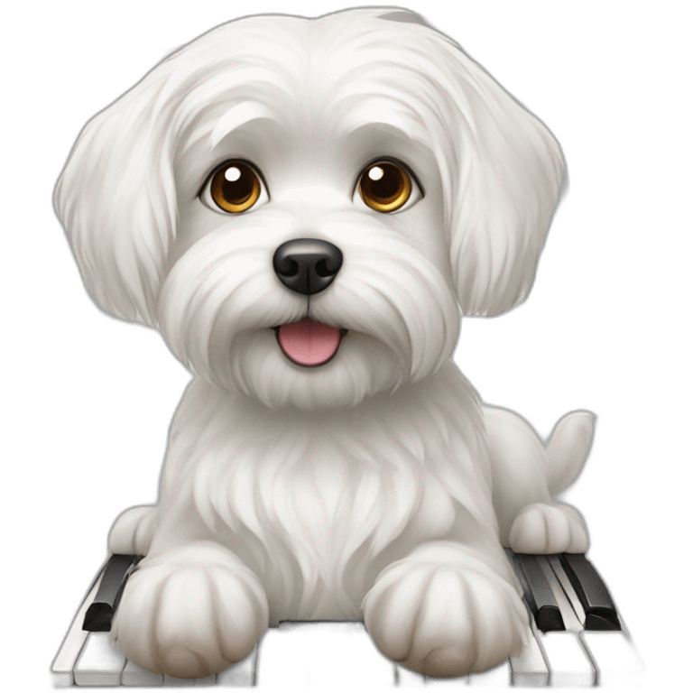 maltese dog with paws on Keyboard emoji