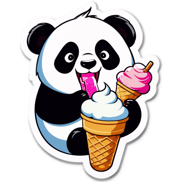 Panda eating ice cream emoji