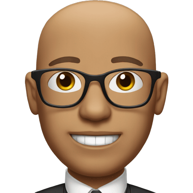 bald man in glasses portrait with dog emoji