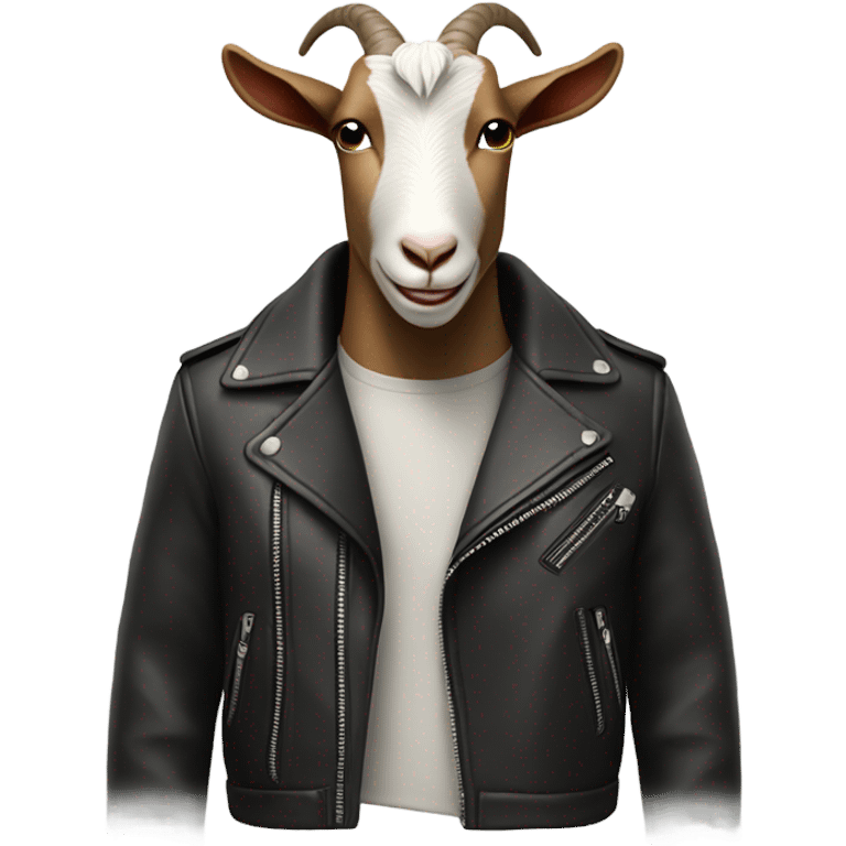 Goat wearing a leather jacket and winking  emoji