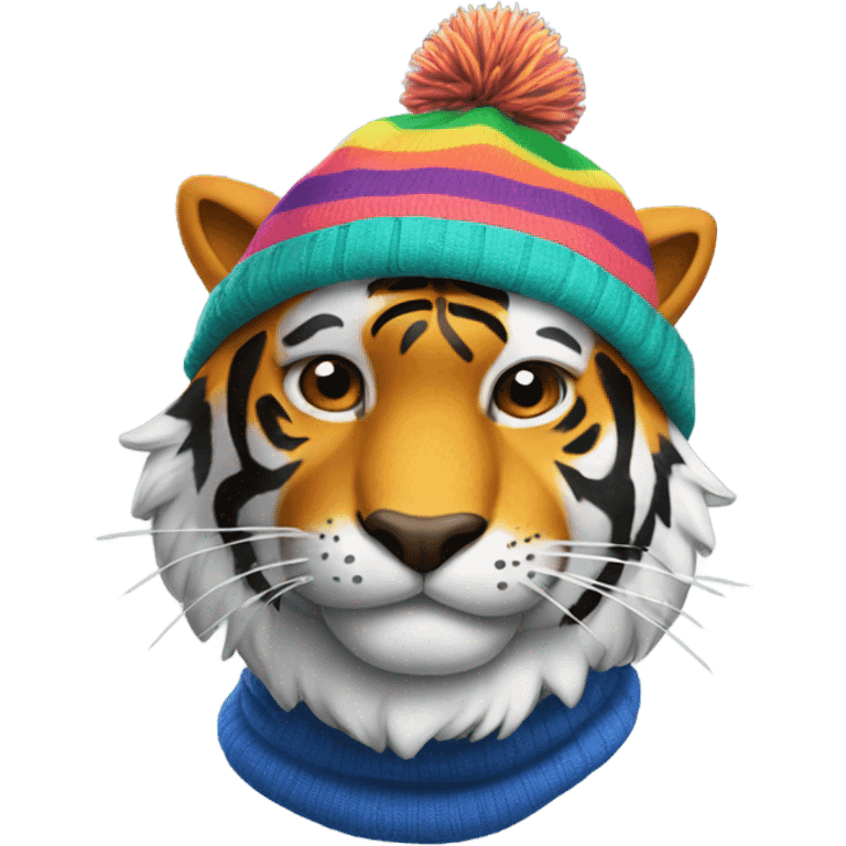 Tiger wearing jaunty stocking camp emoji