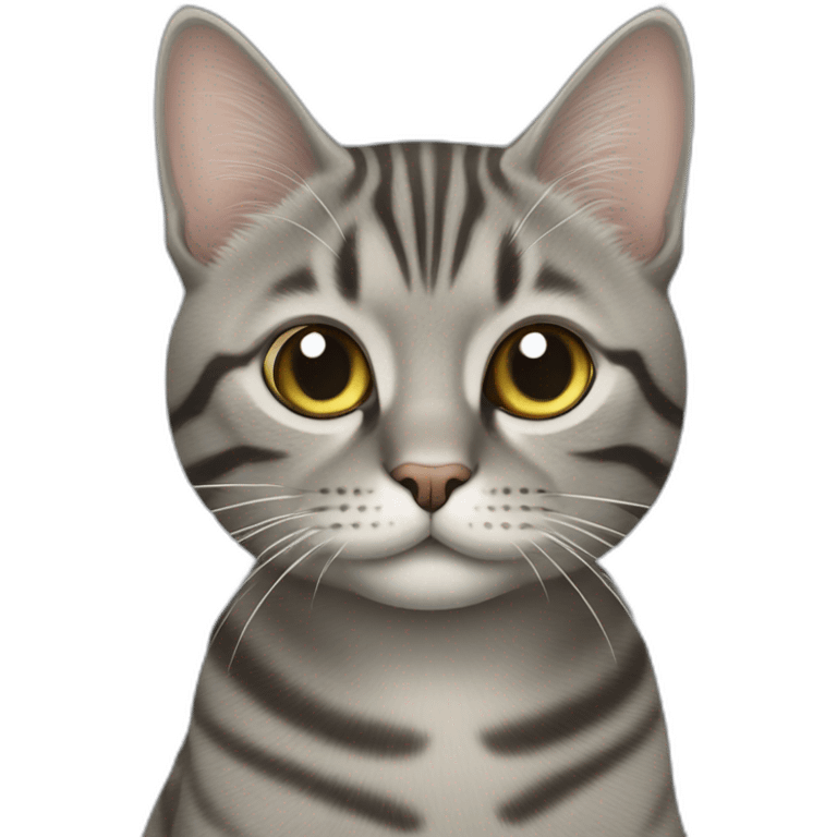 Un chat tabby gris avec une petite queue emoji