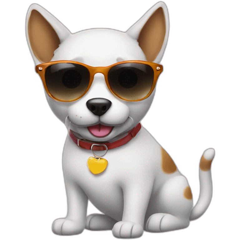 funny daog with sunglasses and cool cat emoji