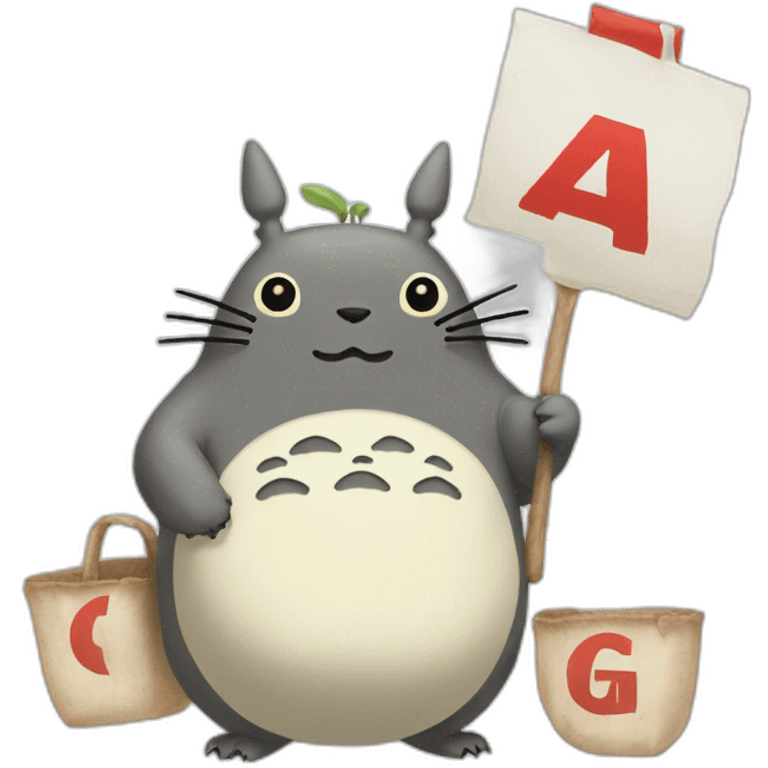 Totoro holding sign with capital letters maga on it emoji