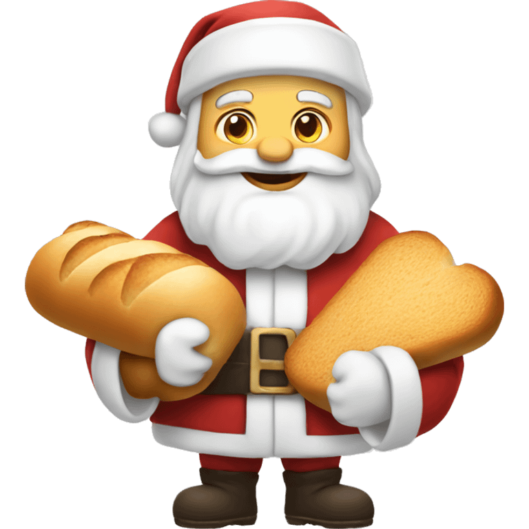 White Santa holding bread emoji