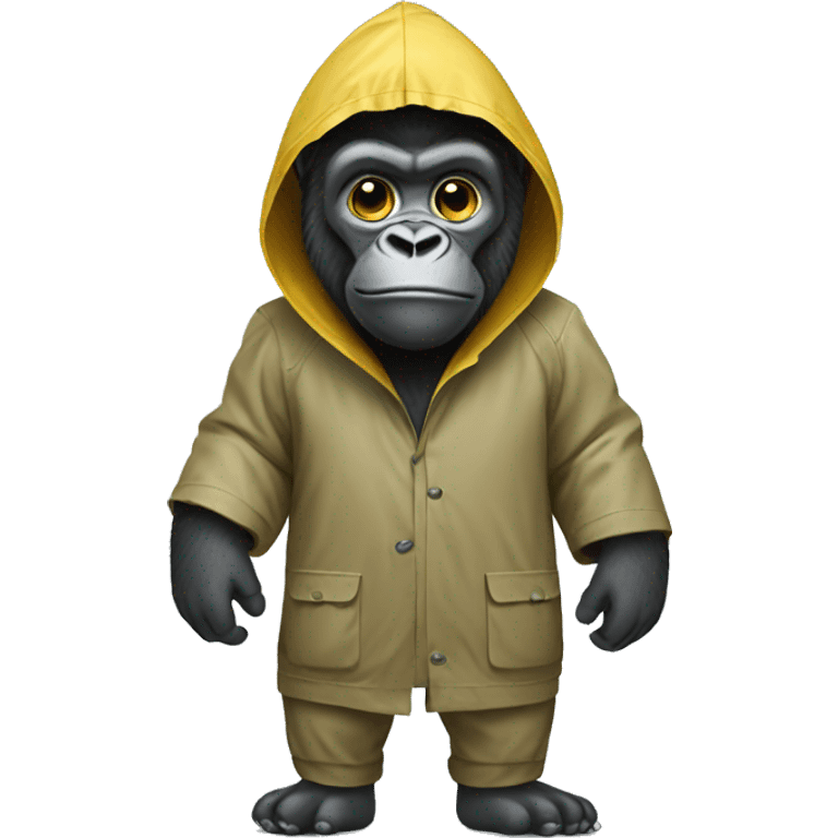 Gorilla wearing a raincoat emoji