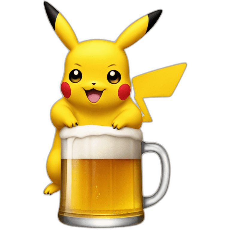 Pikachu boit une bière emoji