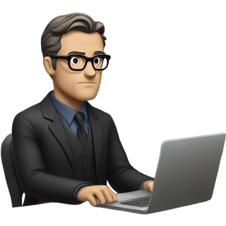 Bruce Wayne in glasses and a laptop  emoji