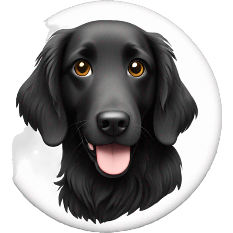 flatcoated retriever dog black and white  emoji