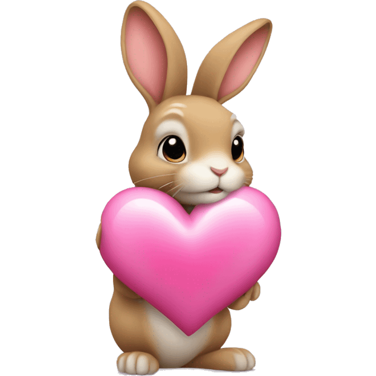 Rabbit with pink heart emoji