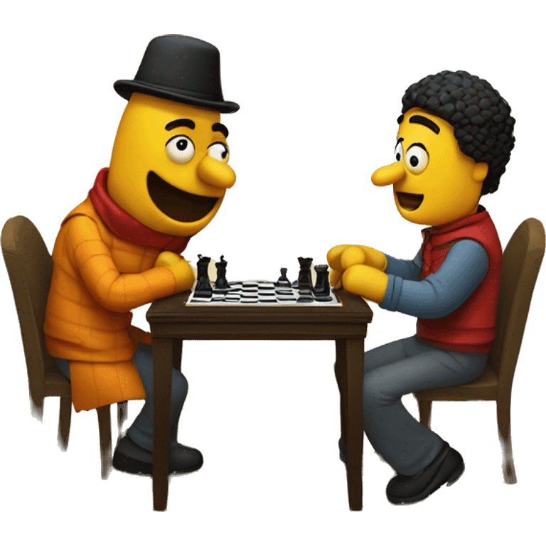 Ernie and Bert playing chess emoji