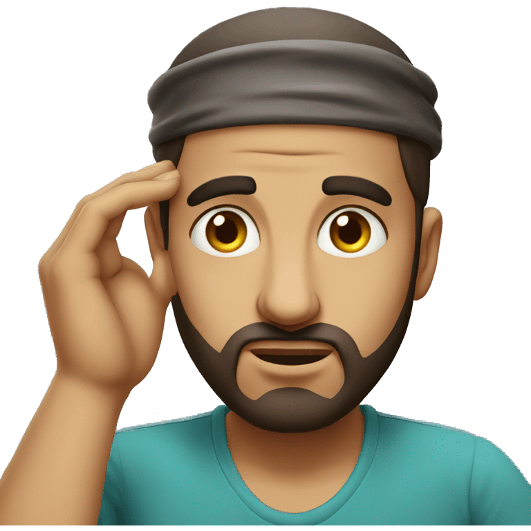 Arab holding his head photorealistic serious emoji