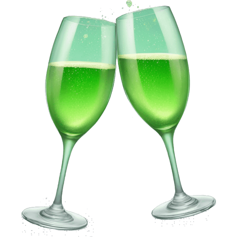 two green champagne glasses cheering emoji