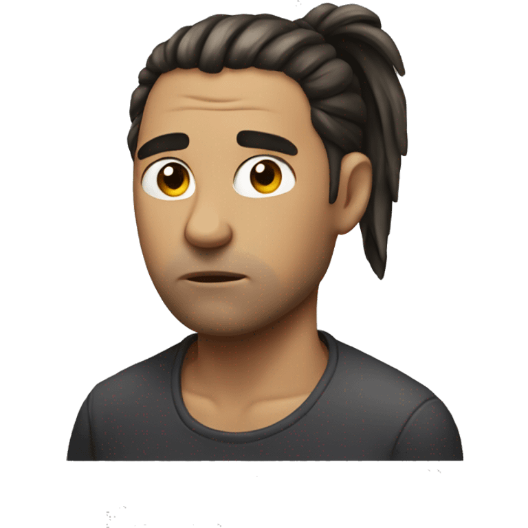 Guy with a ponytail looking sad emoji