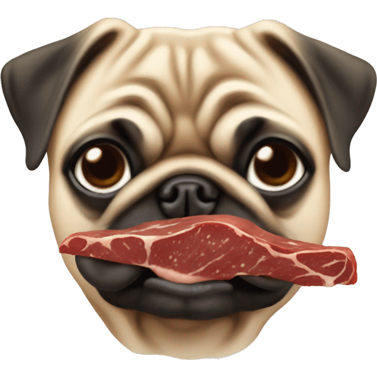 pug eating meat emoji