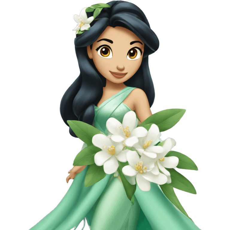 Jasmine disney princess with jasmine flower emoji