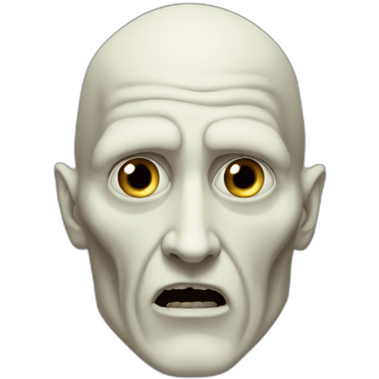 Confused Voldemort without nose emoji