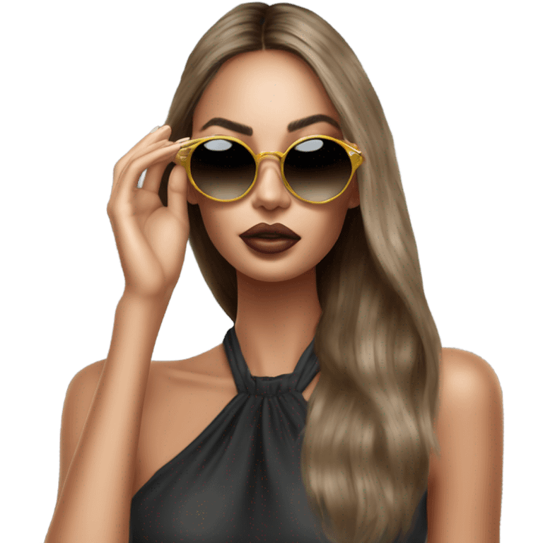 Hyper Realistic beautiful high fashion model putting on sunglasses  emoji