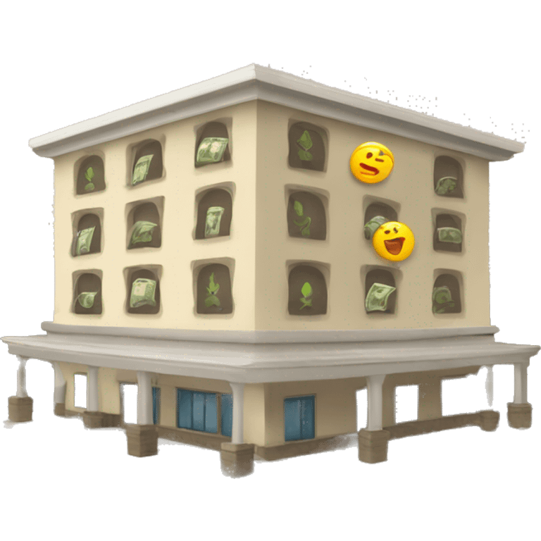 Hotel with money coming out the roof  emoji